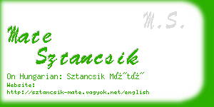 mate sztancsik business card